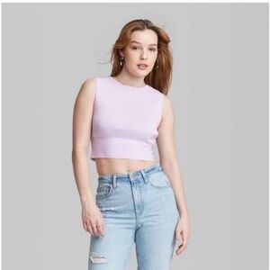 Women’s Tie Back Crewneck Sweater Tank Top Wild Fable Light Violet